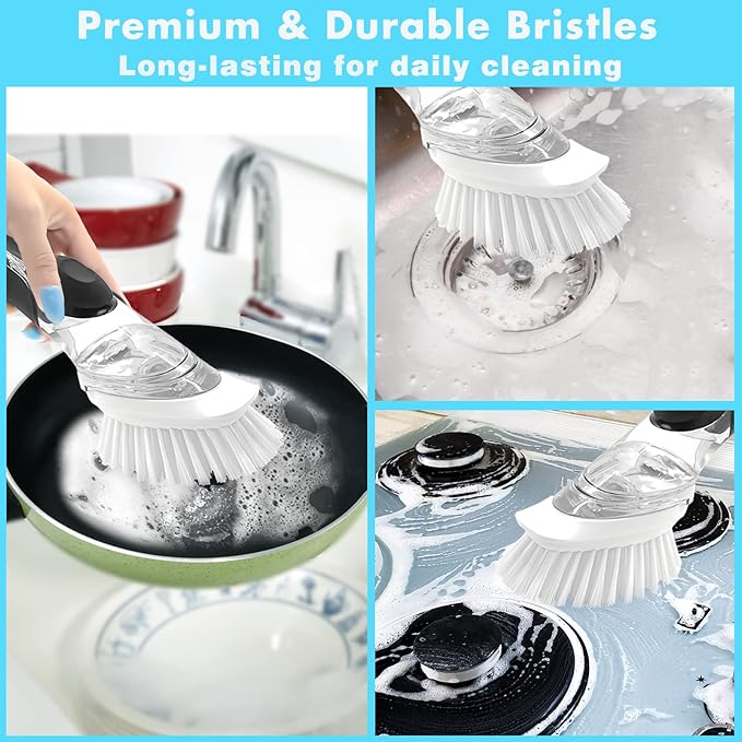 Dish Brush Refill, 4 Pack Dish Brush Replacement Head for OXO Dish Brush, Brush Dispenser Refill Fits Soap Dispensing Handle
