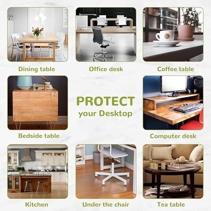 Clear Vinyl Table Cover - 19x48 Inch, 1.5mm Thick Desk Mat