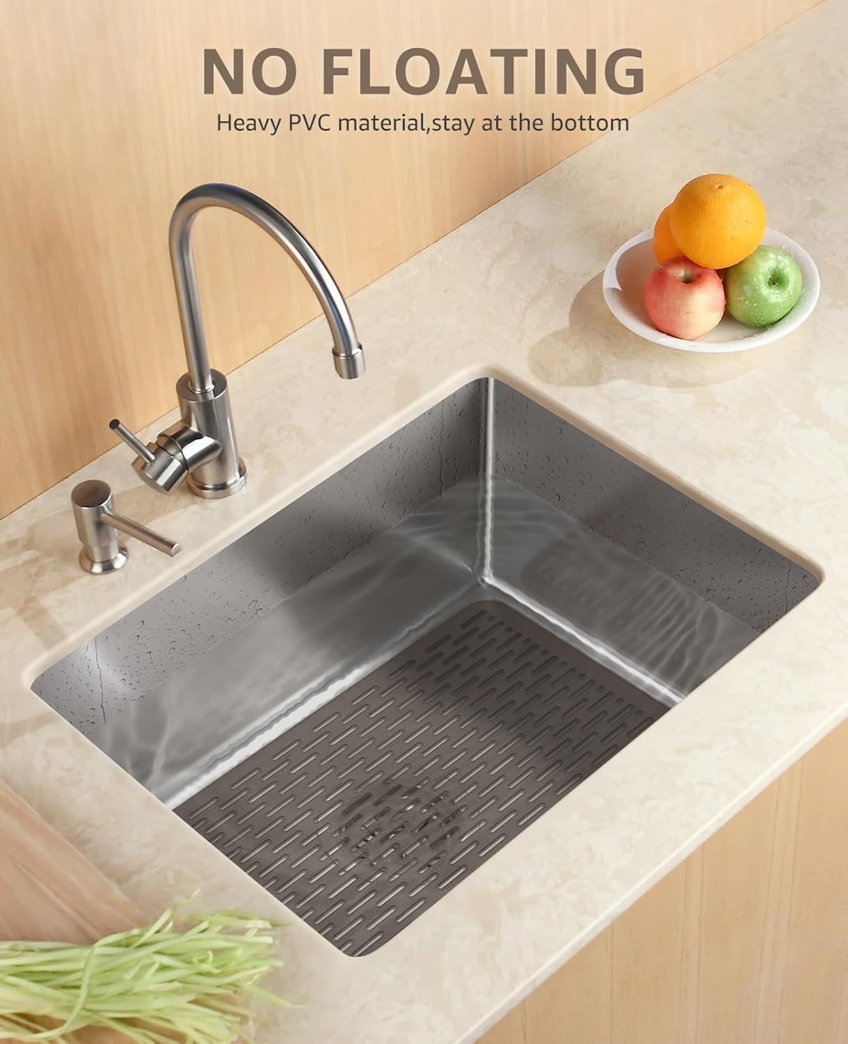 Bligli Mesh Sink Mat, 15.7 x 11.8inch Sink Prtector Mats for Kitchen Sinks, PVC Eco-Friendly Sink Protectors for Bottom of Sink, Fast Draining, Easy Cleaning, Clear Gray