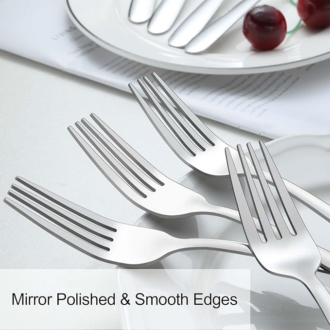 Pleafind 36-Piece Dinner Forks Set (8 inch), Stainless Steel Forks Silverware, Mirror Polished Fork Set, Small Forks for Home, Kitchen, Restaurant, Dishwasher Safe