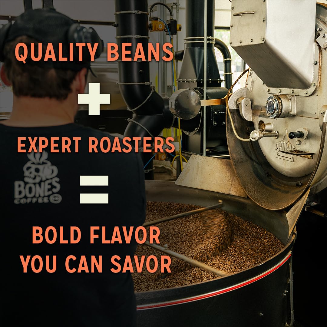 Bones Coffee Company What the Fluff?! Berry Cotton Candy Flavored Coffee, Medium Roast Low Acid Arabica Beans Compatible with Auto drip and French Press Coffee Maker, 12 Oz Whole Bean