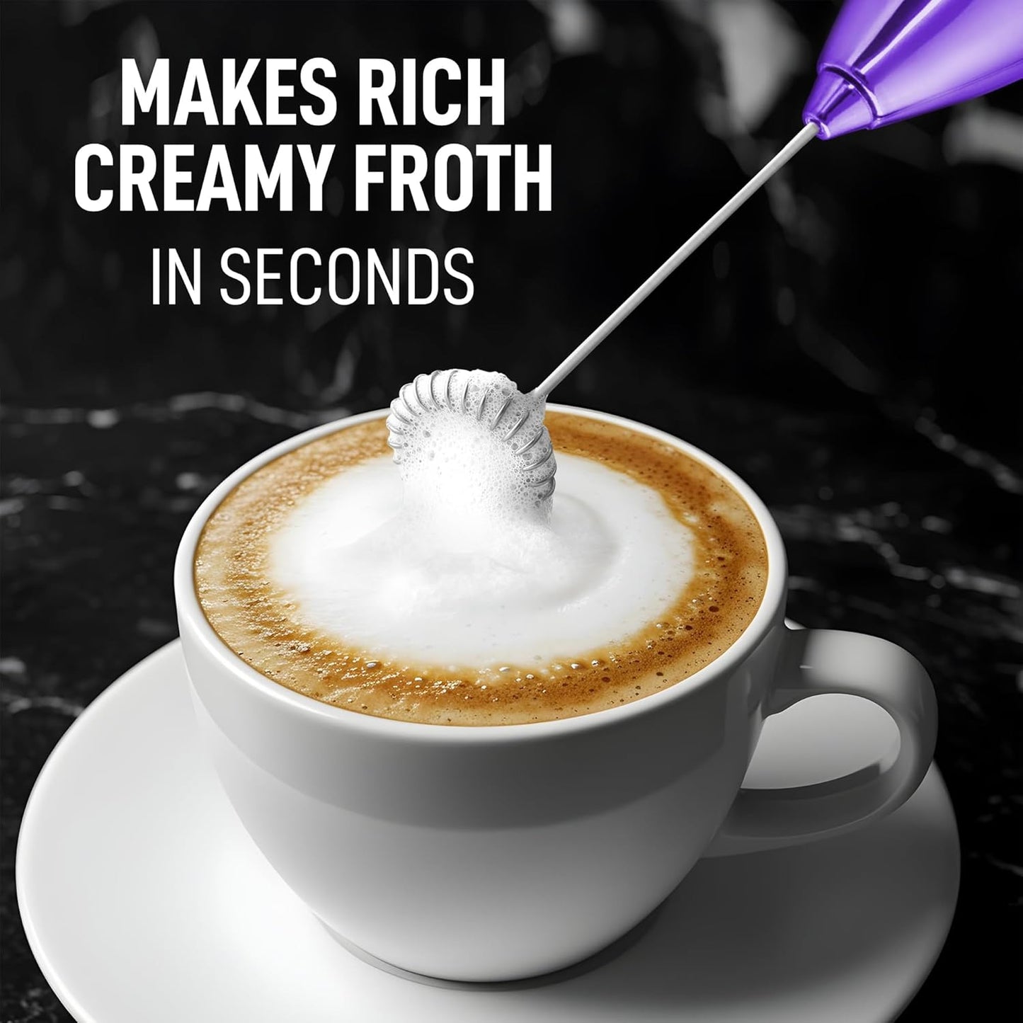 Zulay Kitchen Executive Series Milk Frother Wand - Upgraded & Improved Stand - Ideal Coffee Gift - Coffee Frother Handheld Foam Maker For Lattes - Electric Milk Frother Handheld For Cappuccino