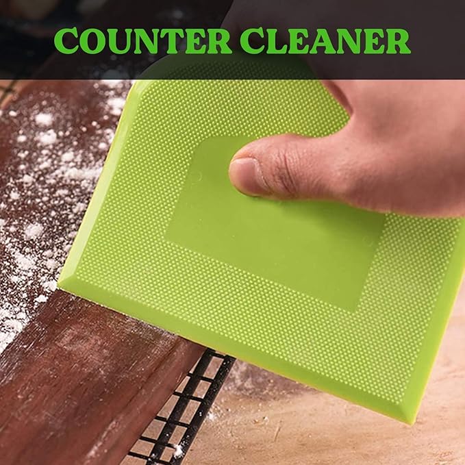 SURDOCA Dough Scraper Bench Scraper - 3P 14.2x8.5" Plastic Flexible Bowl Scraper, Sharp Edge & Angles Cake Scraper. Non-Slip Bakeware Decorating Tools Sculpting & Modeling Tools - White+Blue+White