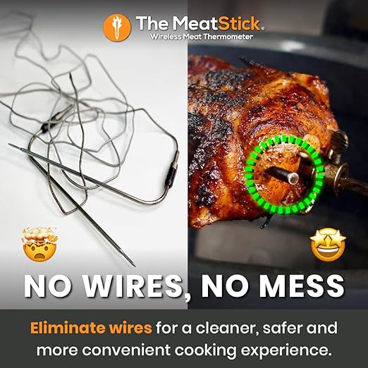 MeatStick 4 – Smart Wireless Meat Probe with 4 Sensors & Limited Range | Bluetooth Thermometer (Up to 165 ft Outdoors; Much Lower in Grill/Oven/Smoker)