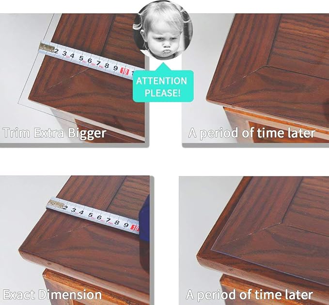 NECAUX Custom 52 x 100 Inch Clear Table Cover Protector, 1.5mm Thick Wood Grain Transparent Table Pad Non-Slip Tablecloth Plastic Protective Pad for Dining Room Table Conference Table Meeting Table
