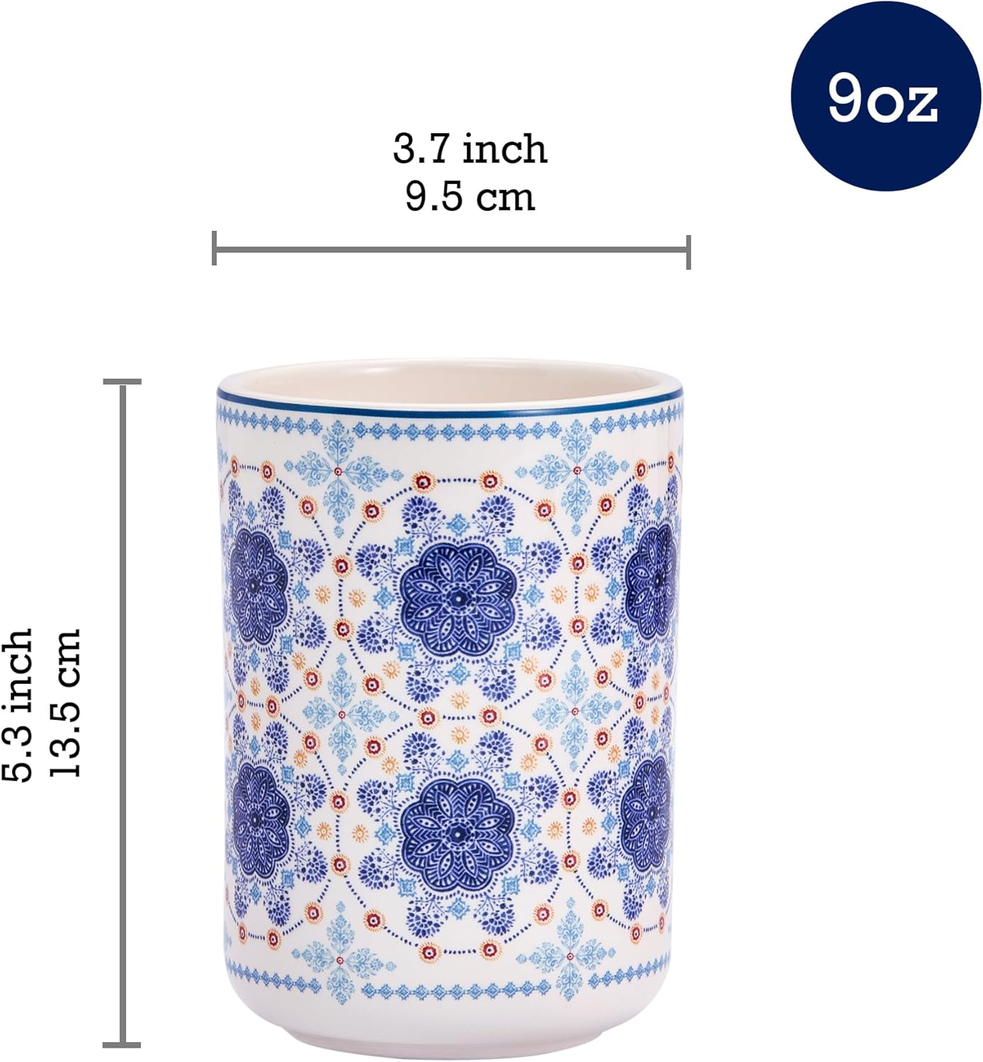 Bico Blue Talavera Ceramic Utensil Holder Set of 2, Ceramic Kitchen Utensil Crocks for Countertop, Large Cooking Tool Holder Counter Decor, Spatula Organizer