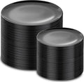 PULOTE 200PCS Black Plastic Plates - Heavy Duty Black Disposable Include 100 Each (10 inch Dinner & 7 inch Dessert) Plates, Disposable for Party, Birthday & New Year