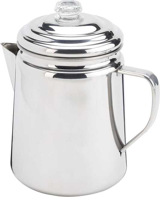 Coleman Stainless Steel Coffee Percolator, 12-Cup Capacity Durable Outdoor Coffee Maker for Camping, Backpacking, RV, Stovetop, Campfire, & More, No Filters Needed