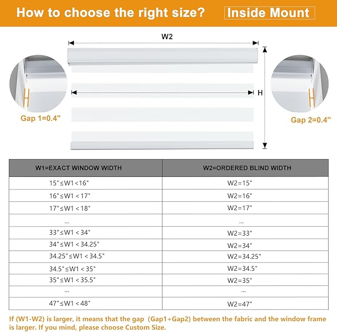 Persilux Cordless Zebra Blinds for Windows, Roller Shades for Windows (64" W x 64" H, White) Dual Layer Fabric for Day and Night,Room Darkening Shades for Home, Office, Bedroom and Living Room
