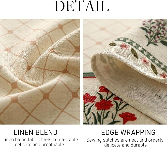 ISAENNE Designer Vintage Linen Floral Tablecloth Rectangular,Fall Colorful Modern Table Cloth,Anti-Wrinkle Decor Tablecloths for Dining Thanksgiving Kitchen Christmas,55"*87"-Bertina E