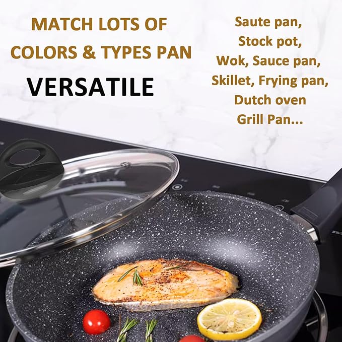 Glass Lids for Pot and Pan, 8, 9.5, 10.25, 11, 12, 12.6, 13.5, 14 Inch Tempered Replacement for Covers Kitchen Cookware, Frying Pan, Wok, Skillet (10.5 Inch)