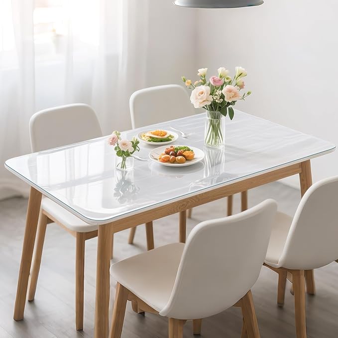Clear Table Protector 18 x 14 Inch, 1.4mm Thick Waterproof PVC Plastic Table Cover, Durable Table Pad for Dining Room, Kitchen, Writing Desk, and Coffee Tables