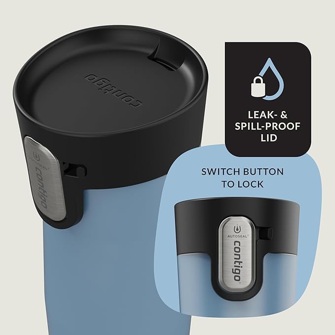 Contigo AUTOSEAL West Loop Vacuum-Insulated Stainless Steel Travel Mug with Easy-Clean Lid, 12oz, Glacier Frosted Pearl
