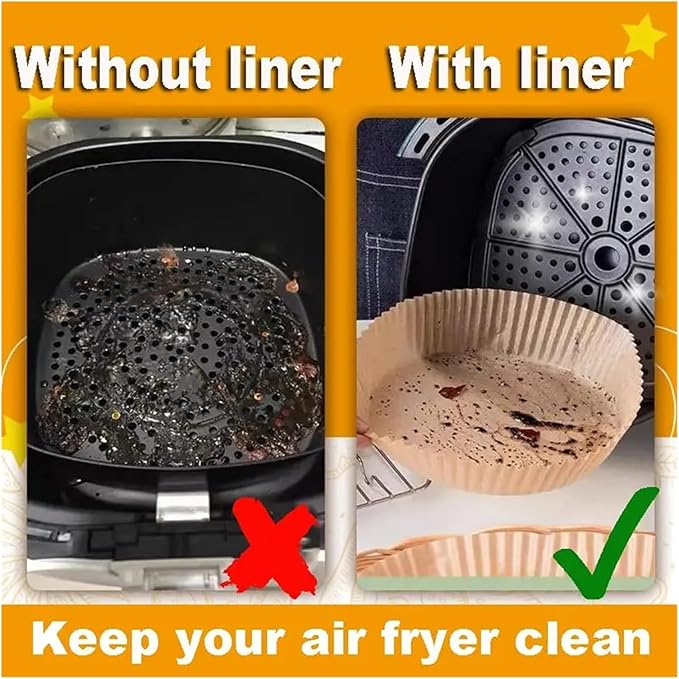 Large Air Fryer Disposable Paper Liners Nonstick 23cm Oven Airfryer Parchment Baking Paper ，Compatible For Ninja，Compatible For COSORI ，Grill Cooking Basket(23cm round,200 Pcs)