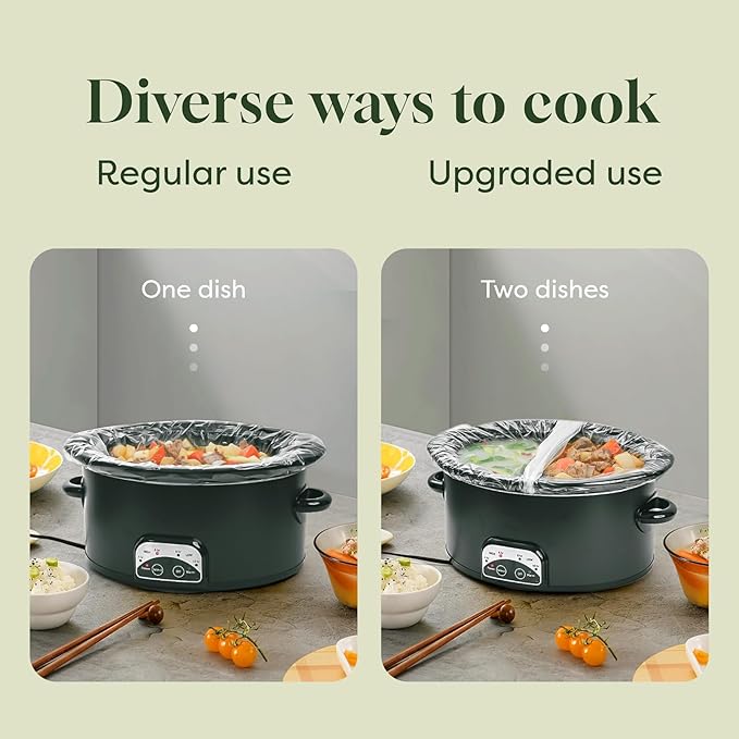 Slow Cooker Liners, Disposable Oval Large Size 13" x 21", 12 Count, Fits 3-8 Quart Pot Cooking Bags for Easy Cleanup, Food Safe & Leak-Proof
