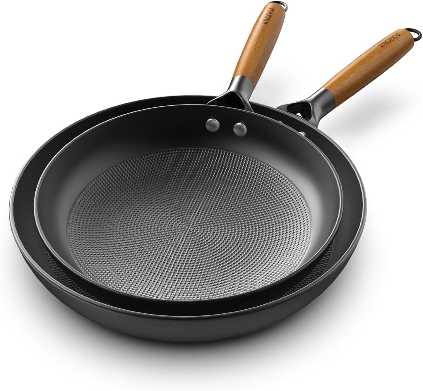 imarku Frying Pan Set - 10 &12inch Pot Set with Removable Handle Honeycomb Cast Iron Skillets, Large Frying Pans Nonstick Dishwasher Safe, Oven Safe Kitchen Pans for Cooking, Best Gifts for Women/Men