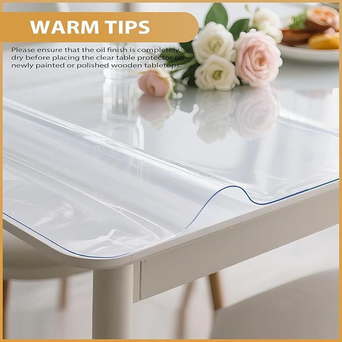 Clear Table Protector 18 x 14 Inch, 1.4mm Thick Waterproof PVC Plastic Table Cover, Durable Table Pad for Dining Room, Kitchen, Writing Desk, and Coffee Tables