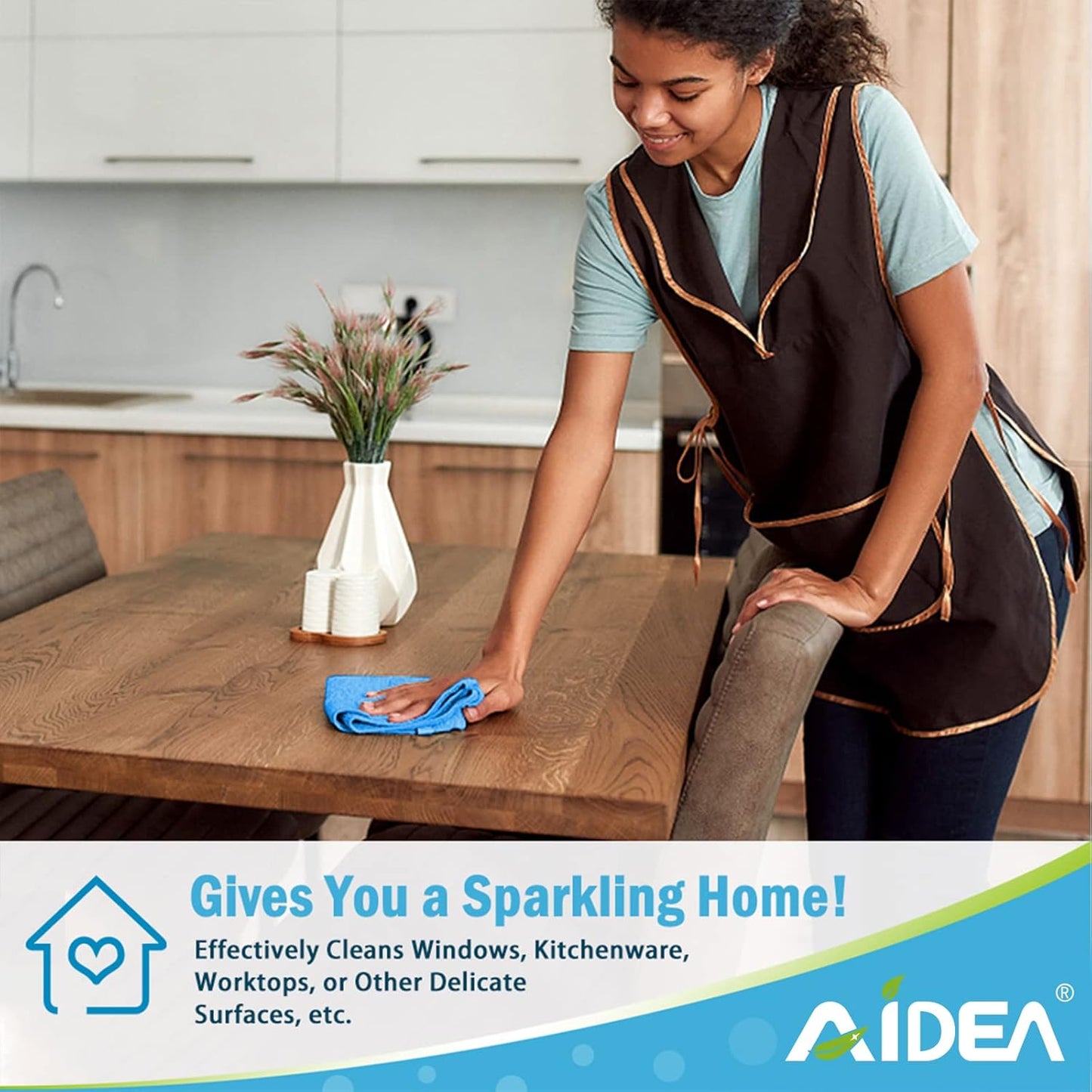 AIDEA Microfiber Cleaning Cloth 8PK, Dusting Cloth Drying Towel, All Purpose Soft Absorbent, Lint Free Rags, Streak Free Wash Cloth for House, Kitchen, Car, Window, 12"×12"