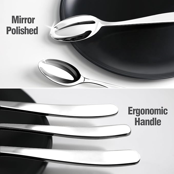 Silverware Set for 12, 60 Piece 18/10 Stainless Steel Flatware Utensils Cutlery Set, Mirror Polished knives Forks and Spoons Silverware Sets,Dishwasher Safe for Dinner Home Kitchen Wedding Party