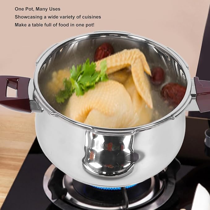Stainless Steel Pressure Cooker 80KPA, Cookware Pressure Canner Rice Cooker with Safety Valve Devices, Compatible with Gas & Induction Cooker (9L)