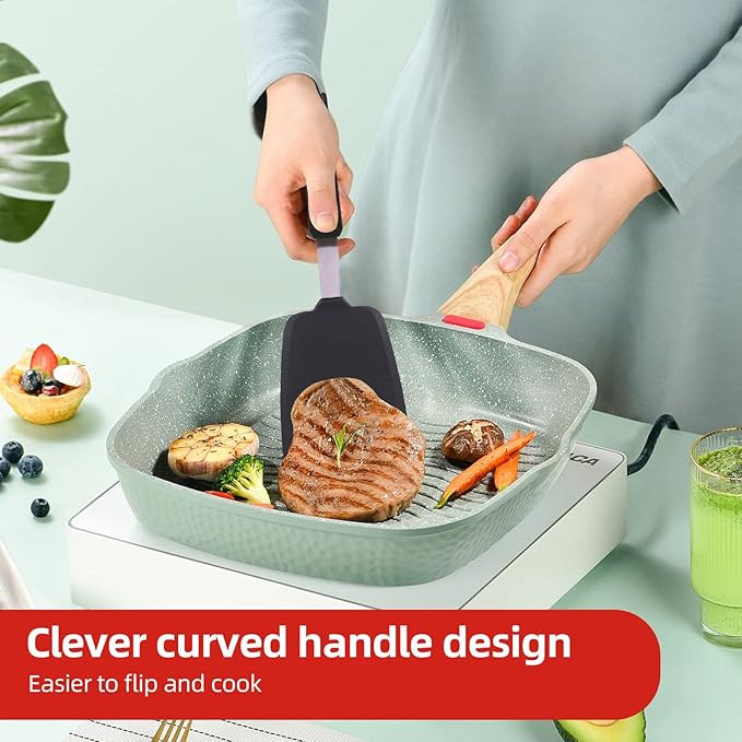 Silicone Spatula Turner Set Large And Thin Flipper Spatulas Heat Resistant 600 ° F Slotted Flexible Turner Cooking Utensils For Nonstick Cookware Egg,Pancake,Fish,Omelette,Hamburger (3 Pack)