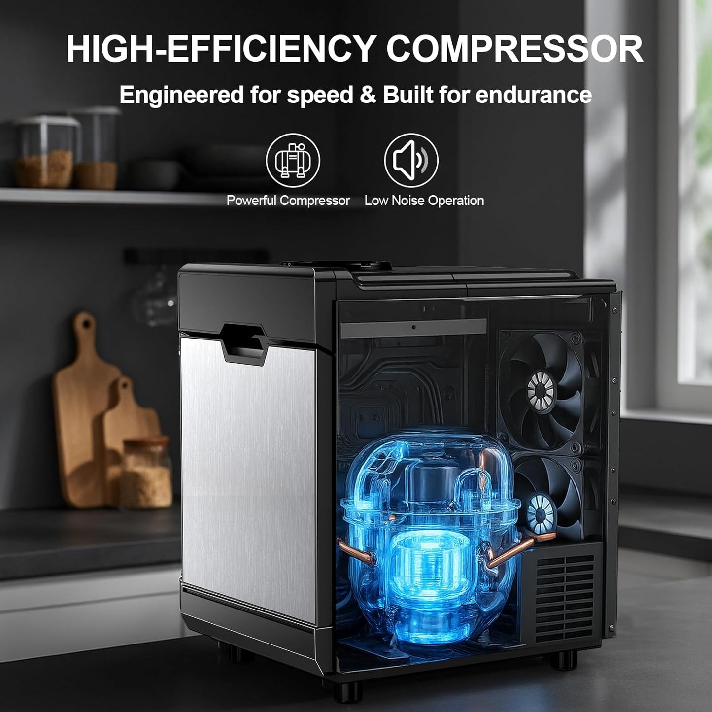 Nugget Ice Maker – 40 lbs/Day Countertop Ice Machine with 10Lbs Storage Bin, Chewable Ice Machine Maker Self-Cleaning, Stainless Steel, Dual Water Inlet Mode, Portable for Home Kitchen Bar Office