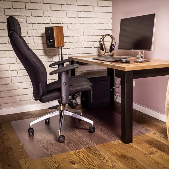 NECAUX Custom Multisize 1.5mm Thick Frosted PVC Table Cover Protector - 36 x 84 Inch Kitchen Wood Grain Vinyl Transparent Table Cover for 7 Foot Plastic Protective Dining Room Table Pad