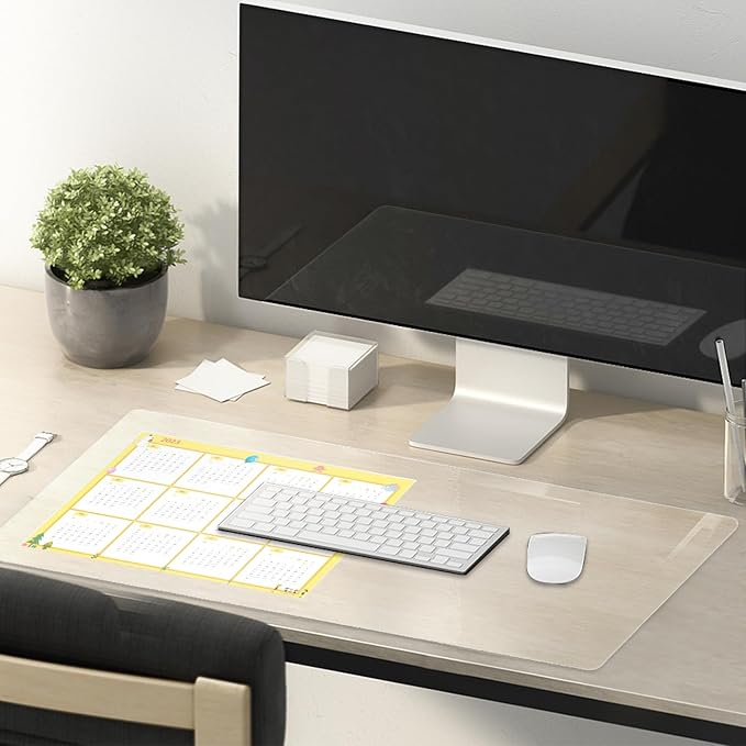 16 x 72 Inch Clear Table Cover Protector, Clear Desk Mat, Transparent Table Protector, 1.5mm Plastic Table Cover, Vinyl Table Protector, Desk Mats on Top of Desks