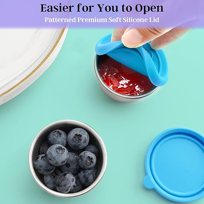 6x1.6 Oz Salad Dressing Containers With Lids, Small Leakproof Reusable Stainless Steel Salad Dressing Container To Go For Lunch Boxes,Sauce containers, Picnics,Travel Meal Prep And Kitchen Storage.