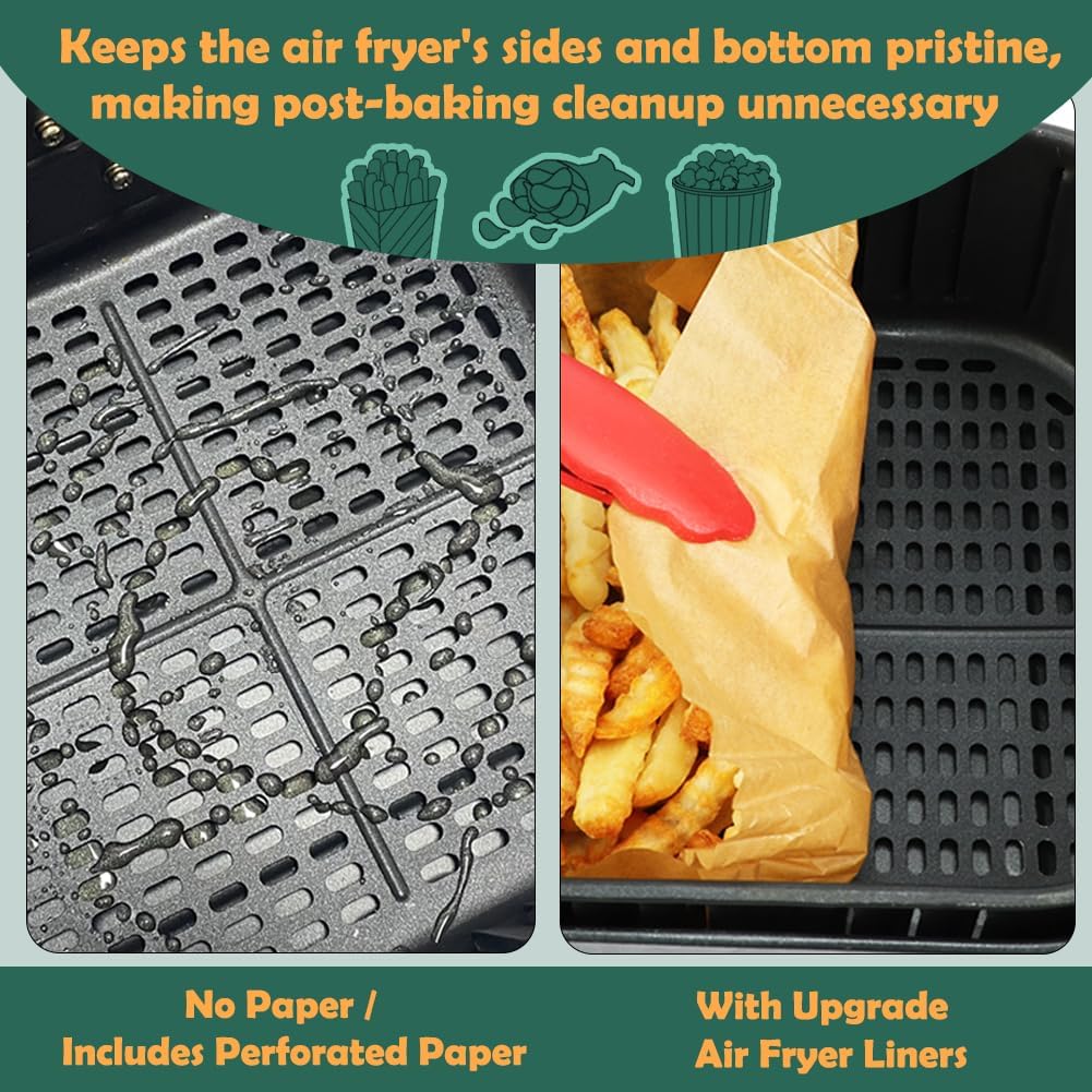 BYKITCHEN Air Fryer Sheets Liners for Ninja AG301 Grill, AF141 Pro 4-in-1 & More, 9in Disposable Square Air Fryer Parchment Paper Filters for 5 to 8 Qt, Ninja Foodi Grill Accessories(Set of 100)