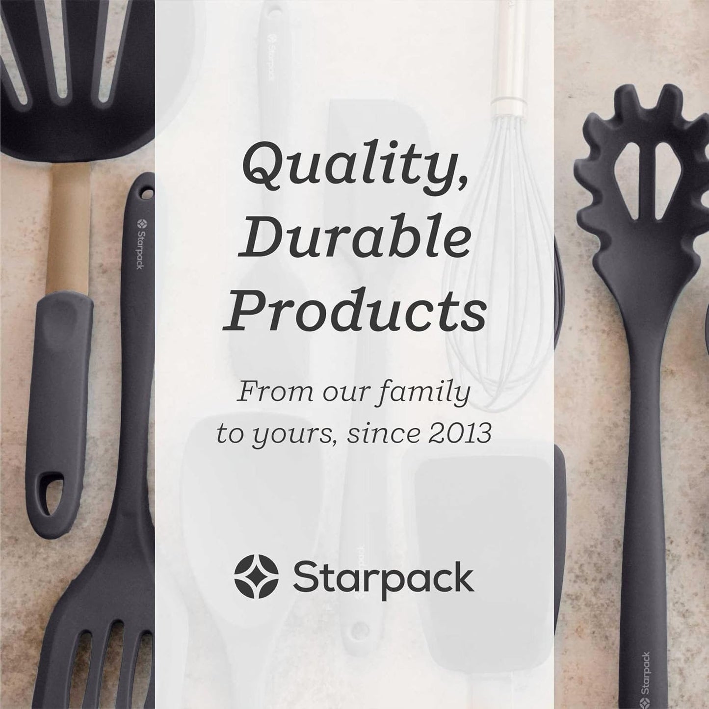 Starpack XL Premium Silicone Pasta Fork (13.5") - Spaghetti Spoon High Heat Resistant to 600°F - Silicone Pasta Spoon Strainer - Pasta Server Spoon with Teeth - Pasta Server Utensil