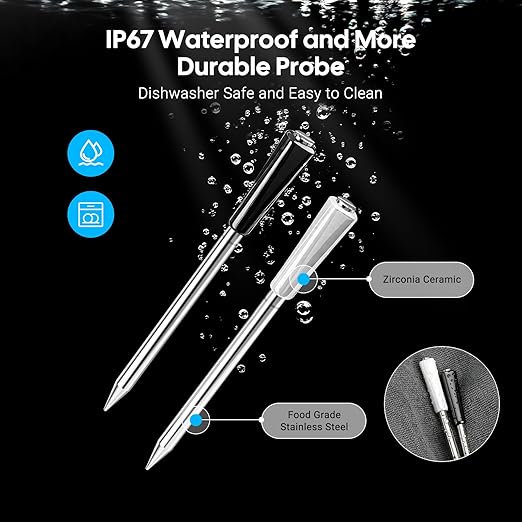 INKBIRD Wireless Dual Mode Multi-Sensor Meat Thermometer, WiFi 5G and Bluetooth 5.4 Connection, 2 Probes with 5 Sensors, CNAS-accredited Accuracy, for BBQ, Grill, Smoker, Oven, Kitchen