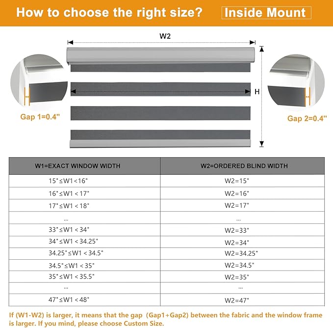 Persilux Cordless Zebra Blinds for Windows Free-Stop Roller Windows Shades (46" W X 72" H, Grey) Dual Layer Light Control for Day and Night, Light Filtering Sheer Shades for Home