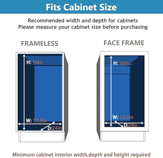 LOVMOR 2 Tier Individual Pull Out Cabinet Organizer 10½" W x 21½" D, Slide Out Kitchen Cabinet Storage Sliding Shelves