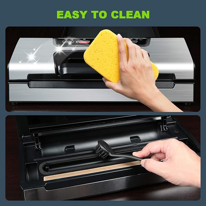 Precision Vacuum Machine,Pro Food Sealer with Built-in Cutter and Bag Storage(Up to 20 Feet Length), Both Auto&Manual Options,2 Modes,Includes 2 Bag Rolls 11”x16’ and 8”x16’,Compact Design