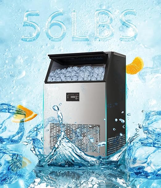 Dessiz Commercial Ice Maker Machine, 130lbs/24H Stainless Steel Under Counter ice Machine with 40lbs Ice Storage Capacity, Freestanding Ice Maker.