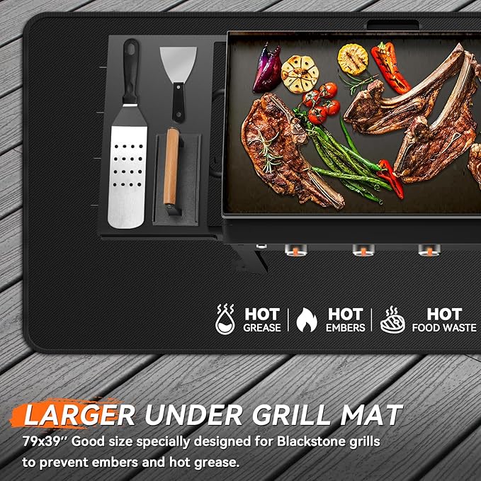 48x30 inches Large Under Grill Mats for Blackstone, Double-Sided Fireproof Outdoor Grill Protective Mat, Oilproof Waterproof BBQ Fire Pit Fireplace Mat