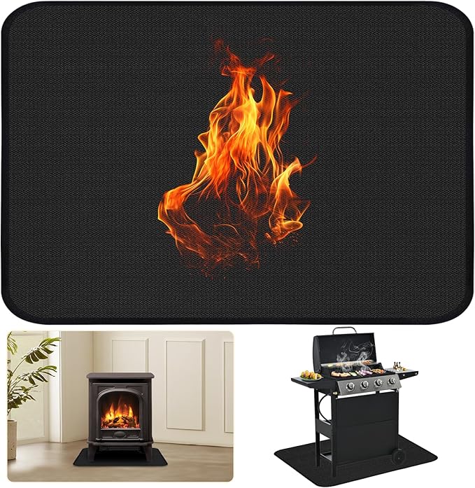 48×36 Inch Under Grill Mats for Outdoor Grill, Hearth Rugs for Fireplaces Fire Resistant, Gas and BBQ Grill Oil-Proof Water-Proof Protector for Decks, Patios and Indoor Grill