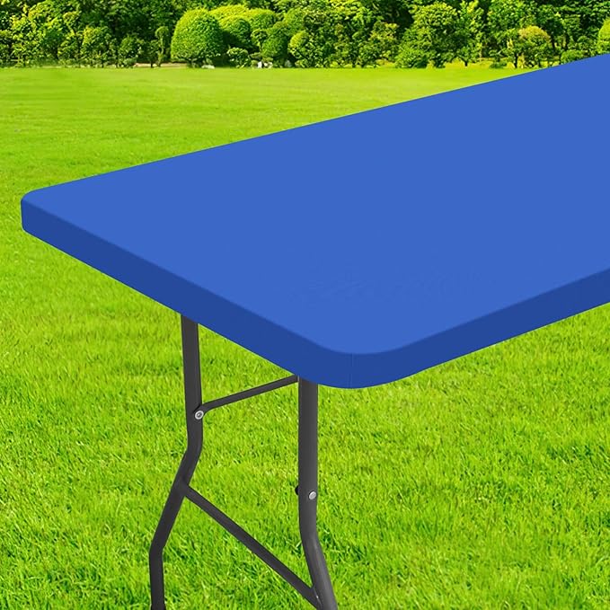 homing Rectangle Table Cloth Cover, Waterproof Polyester Elastic Fitted Tablecloth, Fits for 5 Foot Folding Tables, Washable Table Protector for Picnic, Camping, Outdoor (Blue, 36" x 60")