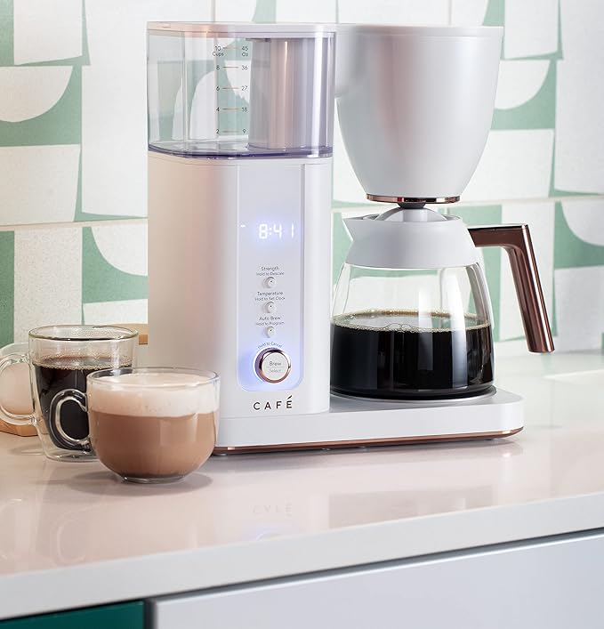 Café Specialty Drip Coffee Maker | 10-Cup Glass Carafe | WiFi Enabled Voice-to-Brew Technology | Smart Home Kitchen Essentials | SCA Certified, Barista-Quality Brew | Matte White