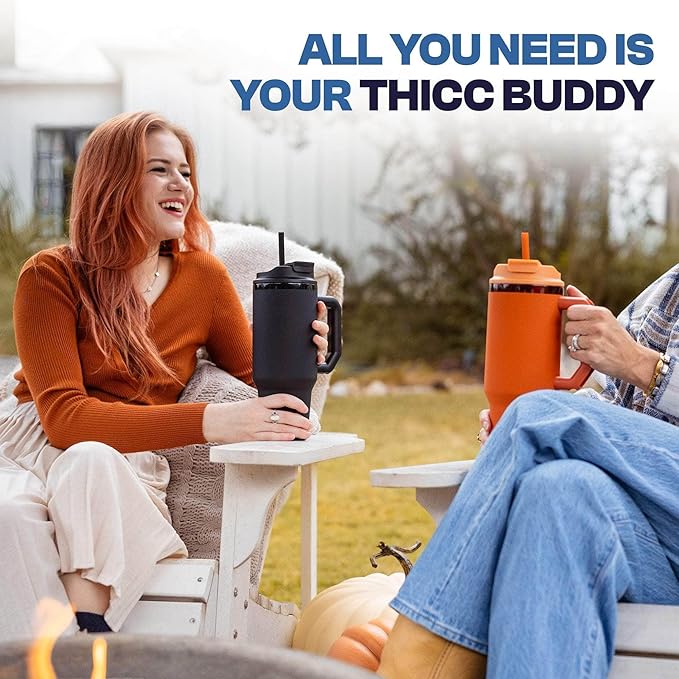 Frost Buddy Thicc Buddy - 16 oz Stainless Steel Vacuum Insulated Tumbler with Lid and Straw for Water - Travel Mug Cupholder Friendly - Gifts for Women Men Him Her (Rocky Top)