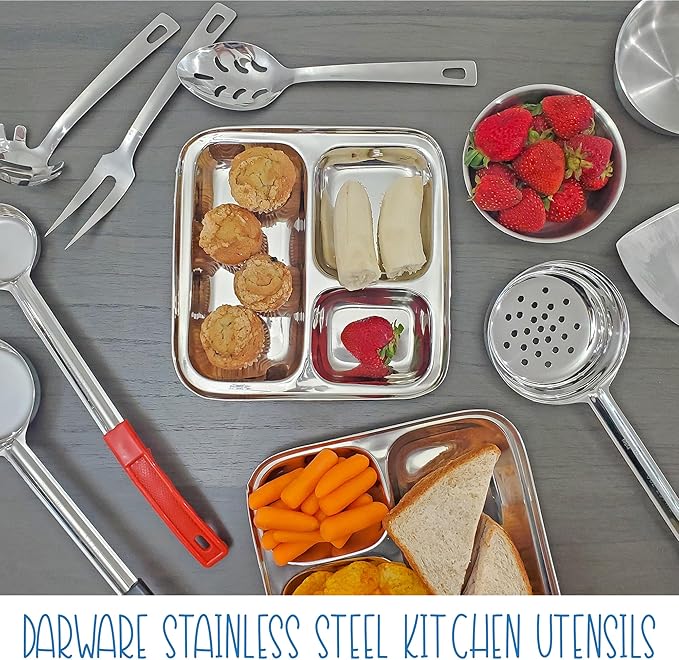 Darware Complete Serving Set (6-Piece, Silver); w/Pasta Server, Fork, Slotted Spoon, Ladle, & Cake/Casserole Server