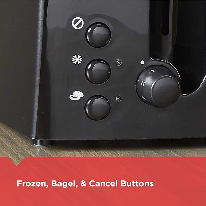 BLACK+DECKER 4-Slice Toaster, TR1410BD, Extra-Wide, 7 Shade Settings, Crumb Trays, Gloss Black