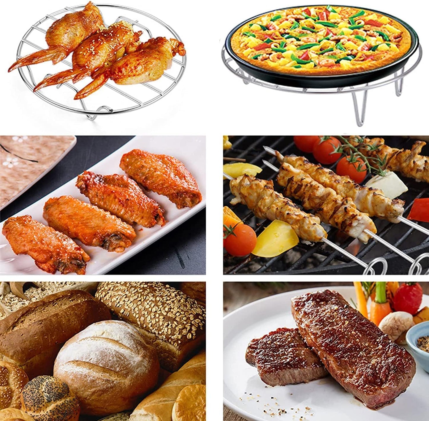 3.9" Round Cooking Rack Versatile Stainless Steel Grid Grill Steamer Rack, Fits Air Fryer Pot Pressure Cooker Canning