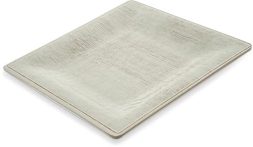 Carlisle FoodService Products Grove Reusable Plastic Plate Square Plate with Rim for Home and Restaurant, Melamine, 8.5 Inches, Buff, (Pack of 12)