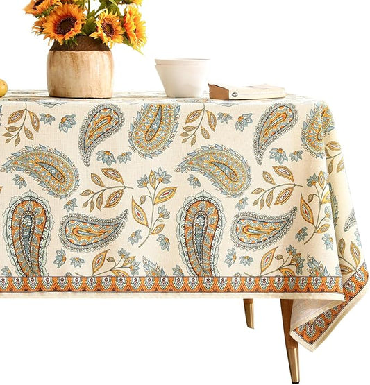 patdrea Designer French Vintage Small Square Table Cloth,Italian Floral Wrinkle Free Tablecloth,Home Table Cover Decor for Kitchen Dining,Christmas,Tea Party,Thanksgiving,55"x55"-Lysaniya