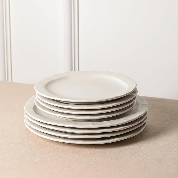 Stone Lain Oasis 4-Piece Salad Plate Set Stoneware, White