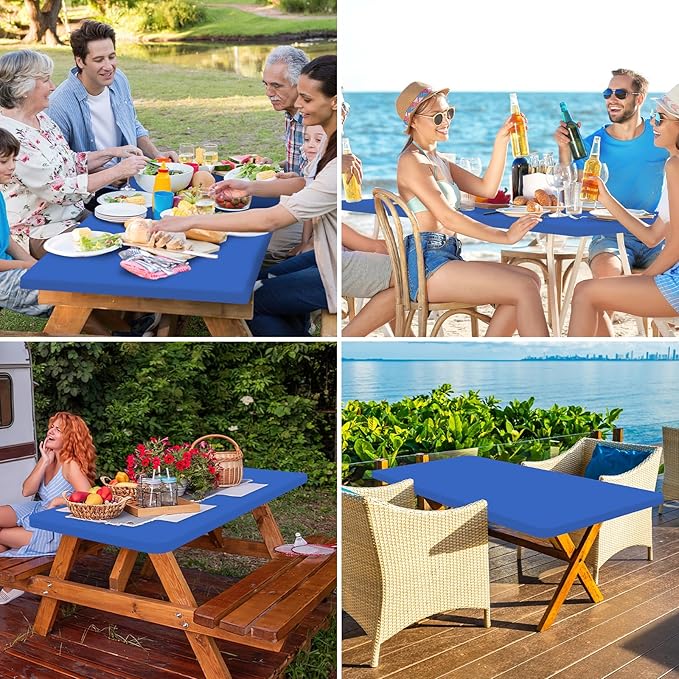 homing Rectangle Table Cloth Cover, Waterproof Polyester Elastic Fitted Tablecloth, Fits for 5 Foot Folding Tables, Washable Table Protector for Picnic, Camping, Outdoor (Blue, 36" x 60")