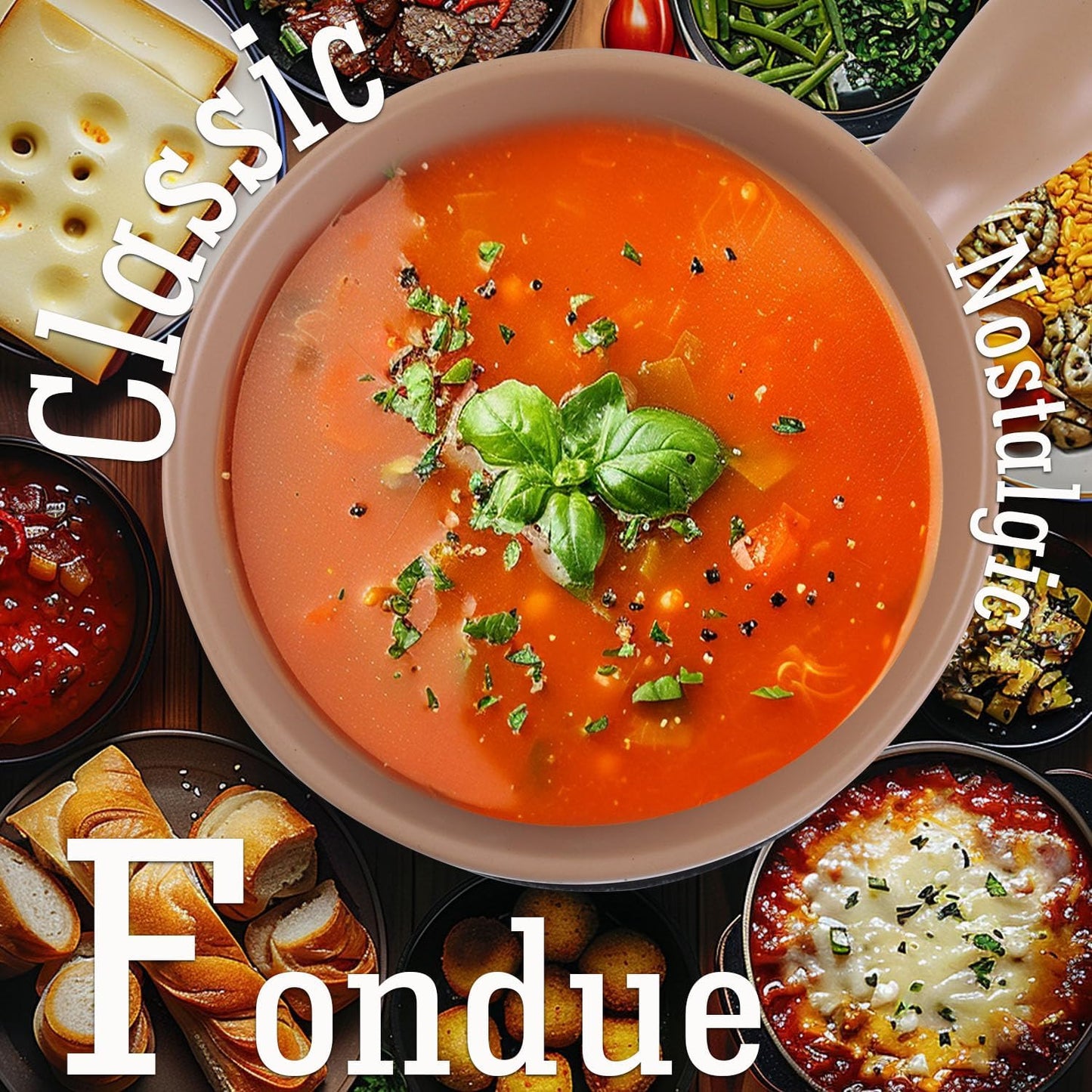 Artestia Swiss Fondue Set for Party - 2L Large Capacity Cheese Fondue Pot Melting Chocolate, Ceramic Fondue Pot, 6 Fondue Forks, Christmas, Wedding Gifts (Forest Duo)