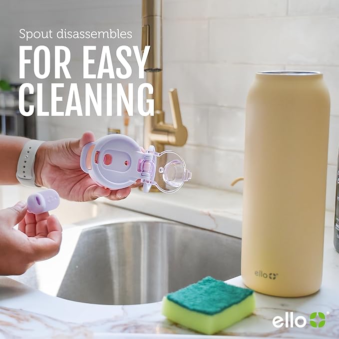 Ello Pop & Fill 32oz Stainless Steel Water Bottle with Quick Fill Technology, Double Walled and Vacuum Insulated Metal, Leak Proof Locking Lid, Sip and Chug, Reusable, BPA Free, Heavenly Hues